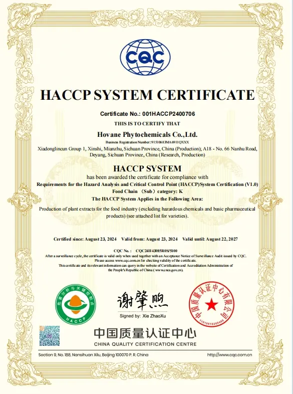 HACCP certificate
